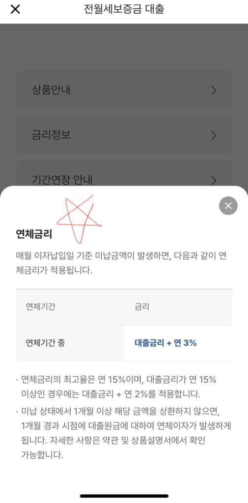 카카오뱅크 전월세보증금 연체금리