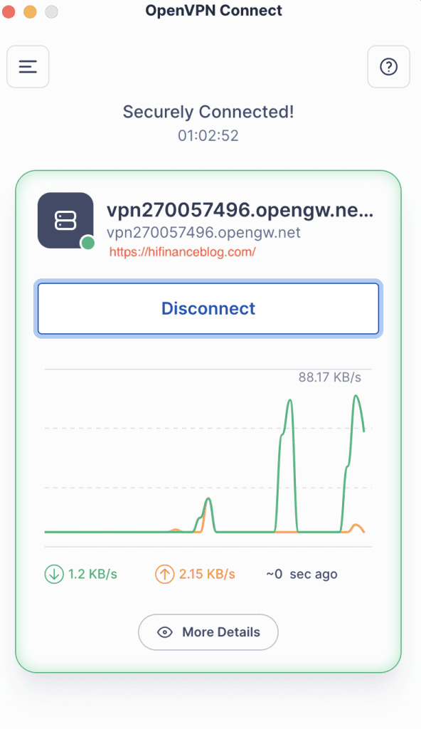 해외에서 월드컵 중계 보는 법 OpenVPN 접속 성공 화면