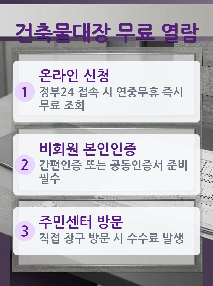 건축물대장 무료 열람 신청 절차 안내