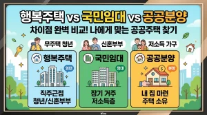 공공주택 종류, 행복주택 국민임대 차이, 공공임대 공공분양 차이 대표 이미지