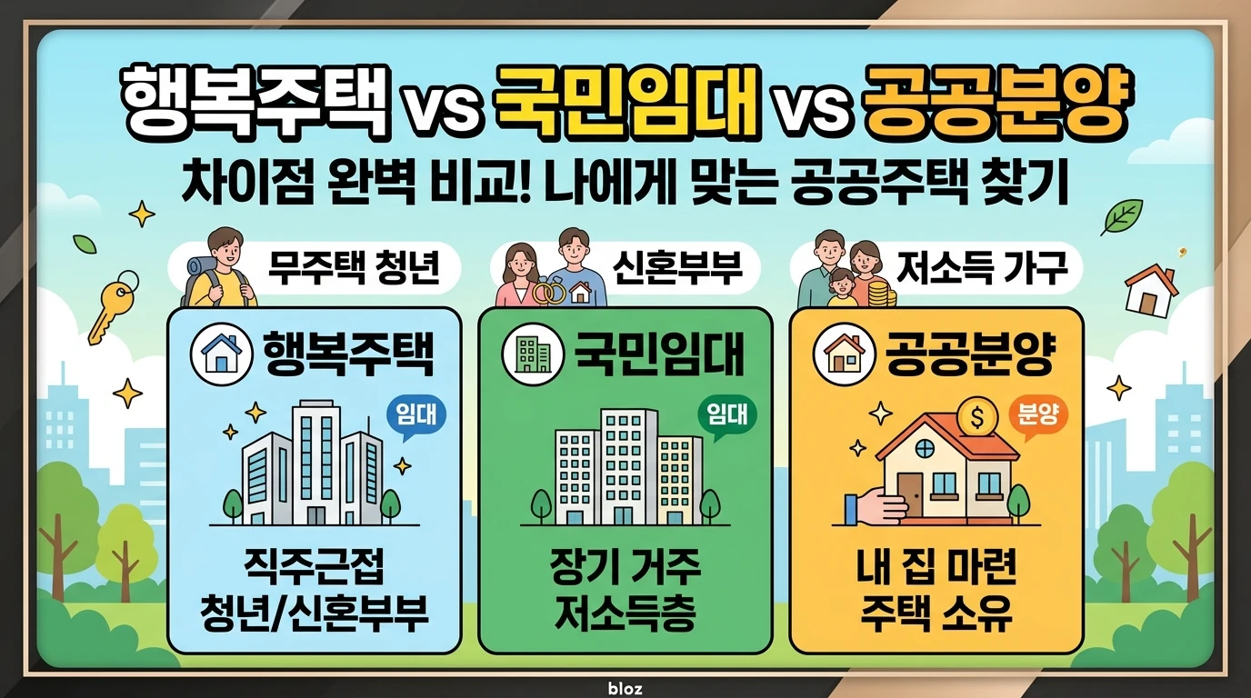 공공주택 종류, 행복주택 국민임대 차이, 공공임대 공공분양 차이 대표 이미지