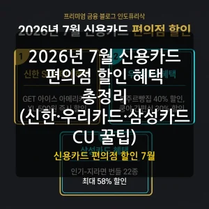 2026년 7월 신용카드 편의점 할인 혜택 총정리 (신한·우리카드·삼성카드 CU 꿀팁) - 이미지 1