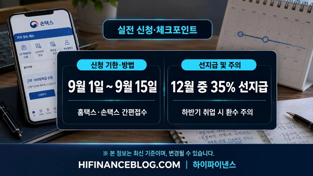 상반기분 근로장려금 실전 신청 기한 및 선지급 체크포인트 인포그래픽
