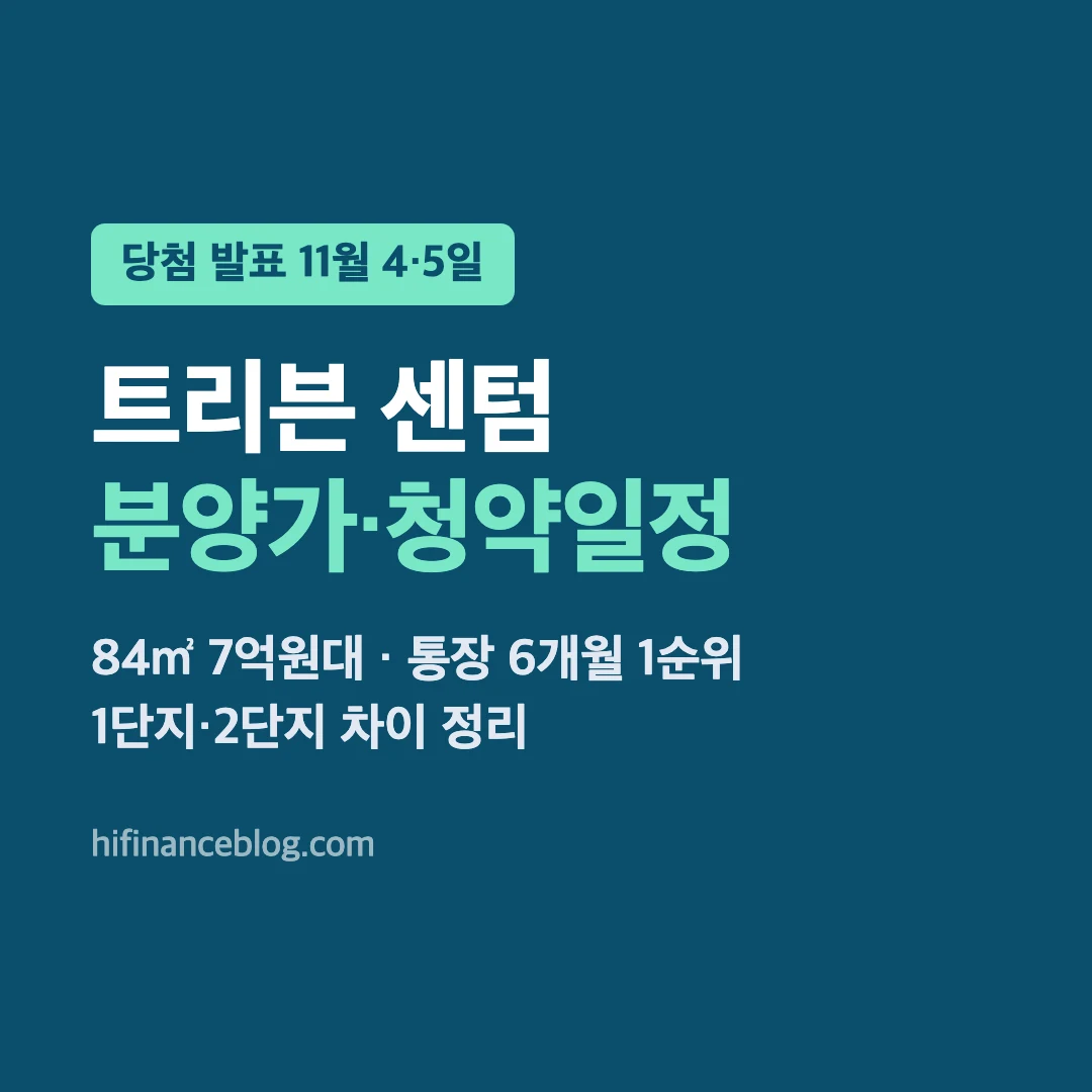 트리븐 센텀 분양가와 청약일정, 84㎡ 7억원대, 당첨자 발표 11월 4일 5일